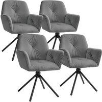 tectake Swivel Chair Lenia Set Of 4 - Velvet Look Anthracite/Black in Dark Grey | Size: 4 Pack