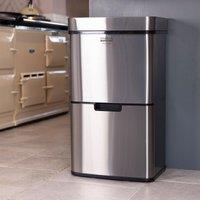 Charles Bentley Triple Compartment 62L Sensor Bin in Silver