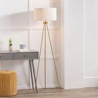 Ruma Minimalist Metal Tripod Floor Lamp For Living Room Black Shade in Gold