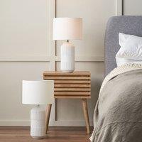 Ruma Set of 2 Meribel White Geo Textured Tall Ceramic Table Lamp