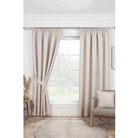Sundour Eclipse Pencil Pleat Blackout Curtains Taped Curtain Pair in Beige | Size: 117 cm width x 183 cm drop