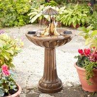 mysmartbuy Duck Family Solar Powered Bird Bath Style Water Fountain in Bronze