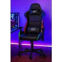 Neo Black Leather PC Gaming Chair with LED Lights in Jet Black