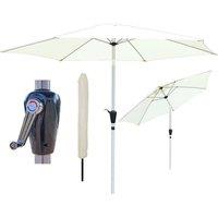 Glamhaus Cream Garden Table Tilting Parasol Crank Waterproof Umbrella 2.7M