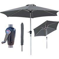 Glamhaus Dark Grey Garden Table Tilting Parasol Crank Waterproof Umbrella 2.7M