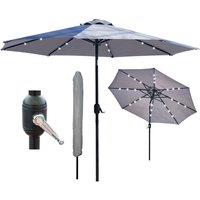 Glamhaus Light Grey Solar Power LED Tilting Parasol Waterproof Umbrella 2.7M
