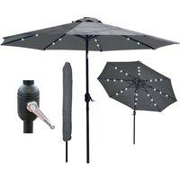 Glamhaus Dark Grey Solar Power LED Tilting Parasol Waterproof Umbrella 2.7M