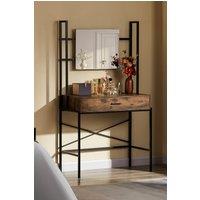 Home Discount Vida Designs Brooklyn 1 Drawer Dressing Table with Built-in Mirror Storage in Dark Brown