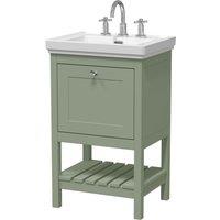 Balterley Bathroom 1 Soft Close Drawer Floor Vanity Unit Basin, Green, 531mm in Green