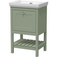 Balterley Bathroom 1 Soft Close Drawer Floor Vanity Unit Basin, Green, 531mm in Green