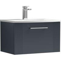 Balterley Wall Hung 1 Drawer Vanity Unit - Curved Basin 600mm, Satin Dark Grey