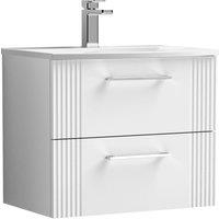 Balterley Wall Hung 2 Drawers Vanity Unit - Curved Basin 600mm, Satin White