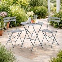 Marco Paul Grey 3 Piece Folding Metal Patio Dining Set