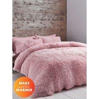 Catherine Lansfield 'Cuddly' Faux Fur Duvet Set in Pink | Size: Super King
