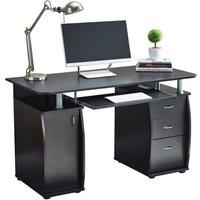 RayGar Wicklow Computer Desk with Storage Cabinet & 3 Drawers in Black | Size: 1 Pack