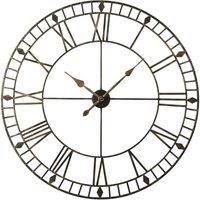 Home Garden Direct EOS - Skeleton Wall Clock with Roman Numerals - 100x100 in Black