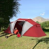 OUTSUNNY 4 Person Camping Tent Dome Family Travel Group Hiking Room Fishing in Grey
