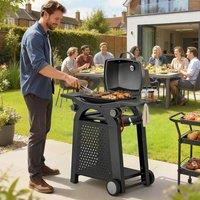 OUTSUNNY 2 Burner Gas Grill, 3.8 KW Barbecue Grill with Cast Iron Grates in Black