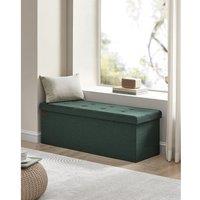 SONGMICS Large Storage Ottoman Bench Folding Foot Rest End Bed Easy Assembly in Bottle Green