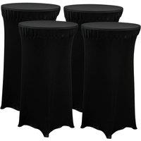 EONLION 4xBlack Stretch Cocktail Bar Fitted Table Cloth Cover Decorative in Black