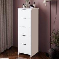 BIMOSSA Laura 5 Drawer Storage Cabinet, Slim Unit for Bedroom & Hallway in White