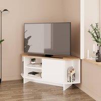BIMOSSA Teo Corner TV Stand, Compact Unit for up to 50 inch TVs with Cabinet