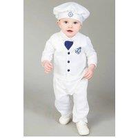Vivaki Boy's 4 Piece Christening suit in White/Navy in White | Size: 9-12 m