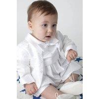Vivaki Boy's Christening Romper in White | Size: 3-6 m