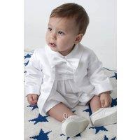 Vivaki Boy's Christening Romper in White | Size: 6-9 m