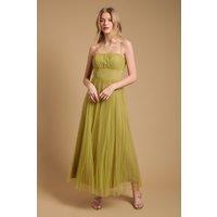 Oasis Women's Corset Detail Maxi Dress in Soft Lime | Size: 10