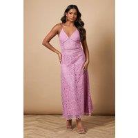 Oasis Women's Lace Insert Strappy Midi Dress in Purple | Size: 8