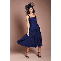 Coast Women's Bandage Bodice Midi Dress With Pleated Skirt in Navy | Size: 12