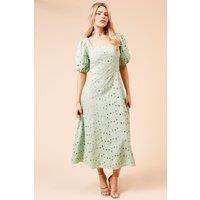 Dorothy Perkins Women's DP Luxe Lace Puff Sleeve Midi Dress in Sage | Size: 16