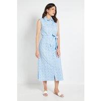 Wallis Women's Broderie Maxi Shirt Dress in Blue | Size: 16
