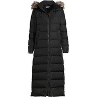 Lands' End Women's Hooded Maxi Down Coat in Black | Size: 8