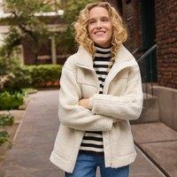 Lands' End Women's Sherpa Fleece Jacket in Natural | Size: 16-18