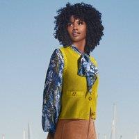 Lands' End Women's Sleeveless Ribbed Knit Waistcoat in Green | Size: 20