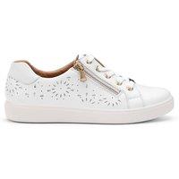 Hotter Women's Extra Wide 'Wonder' Perforated Trainers in White | Size: 4.5