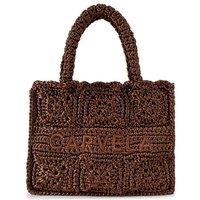 Carvela Women's 'Salerno Midi Tote' Silk Blend Bag in Tan