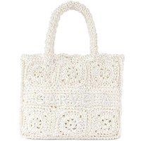 Carvela Women's 'Salerno Midi Tote' Silk Blend Bag in Cream