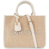 Carvela Women's 'Frame Raffia Midi' Bag in Cream