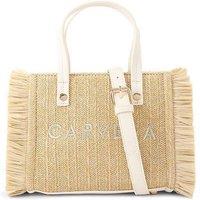 Carvela Women's 'Frame Raffia Micro' Bag in Beige