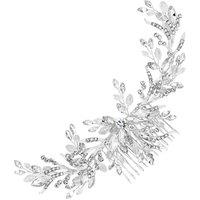 Jon Richard Women's Penelope Occasion Crystal Beaded Sprig Leaf Wreath Comb - Gift Pouch in Silver