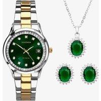 Sekonda Women's Catherine Two Tone Green Watch Set 49038 in Silver