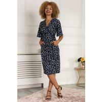 Jolie Moi Women's Elesia Flare Sleeve Shift Dress in Teal | Size: 8