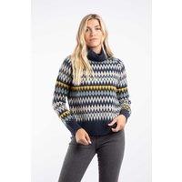 Weird Fish Women's Annecy Fair Isle Roll Neck Jumper in Midnight | Size: 14