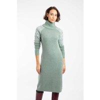 Weird Fish Women's Ezzie Fair Isle Roll Neck Knitted Dress in Bright Green | Size: 14