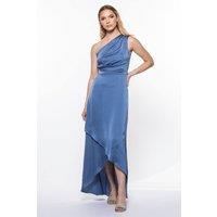 TFNC London Women's Delali One Shoulder Charcoal Blue Dress | Size: 14