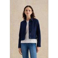 Hobbs London Women's Selborne Boxy Cropped Denim Jacket in Dark Navy | Size: 16