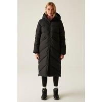 Regatta Women's Ujeane Longline Hooded Water-Repellent Padded Jacket in Jet Black | Size: 20